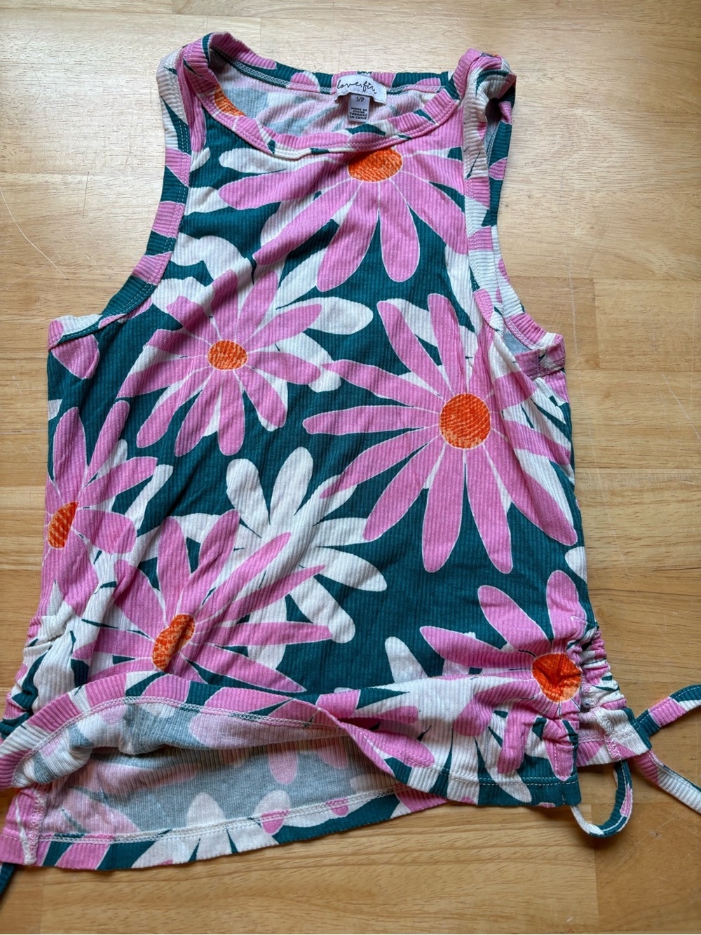 Women’s Floral Tank Top — Pink, Teal & Orange Daisy Print